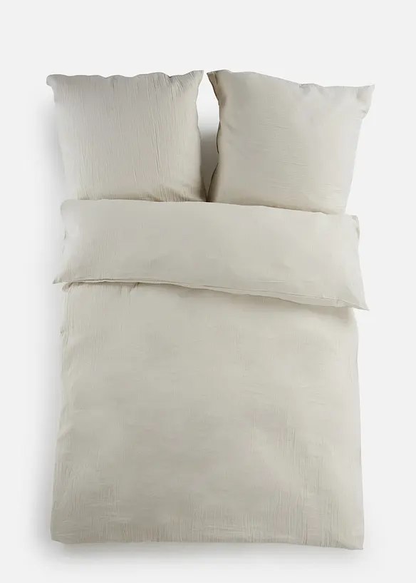 Musselin-Bettwäsche in beige von vorne - bonprix