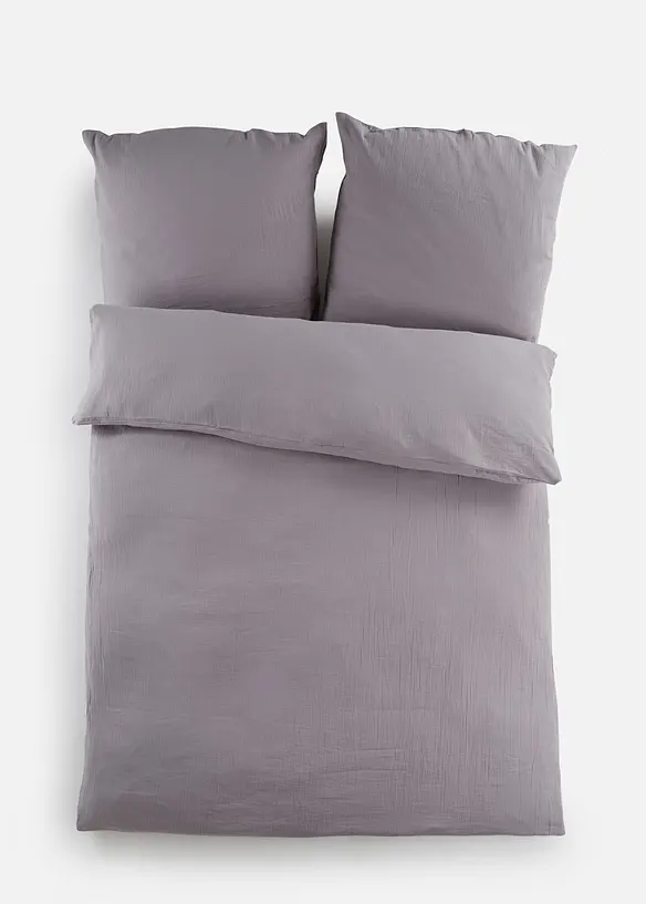 Musselin-Bettwäsche in grau von vorne - bonprix
