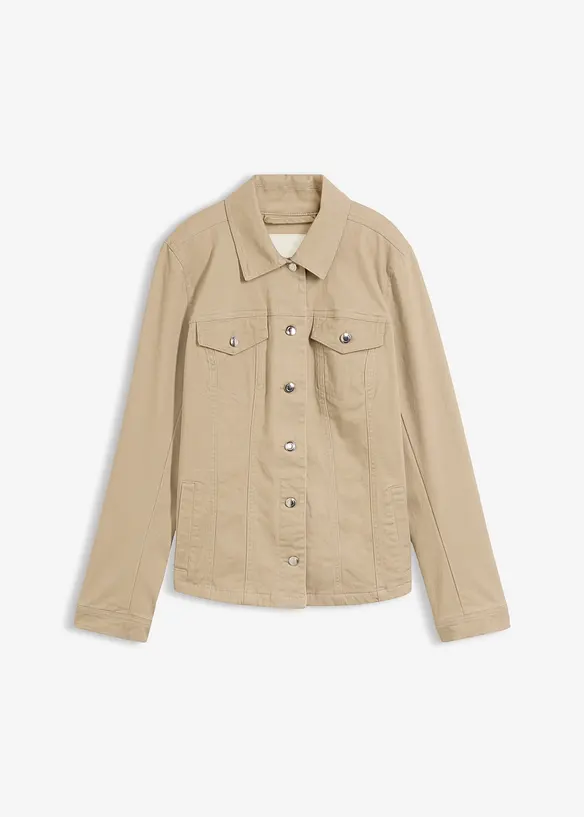 Twill-Jacke in beige von vorne - bonprix