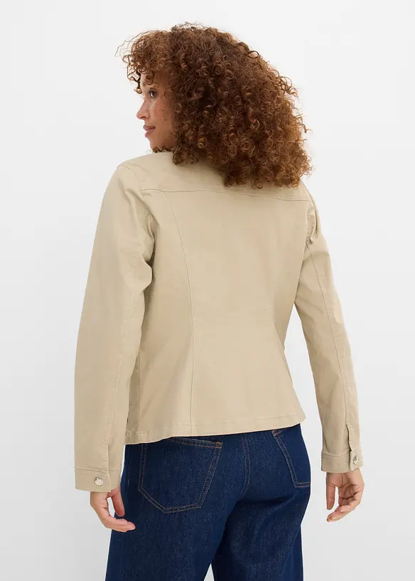 Twill-Jacke in beige von hinten (im Anschnitt) - bonprix