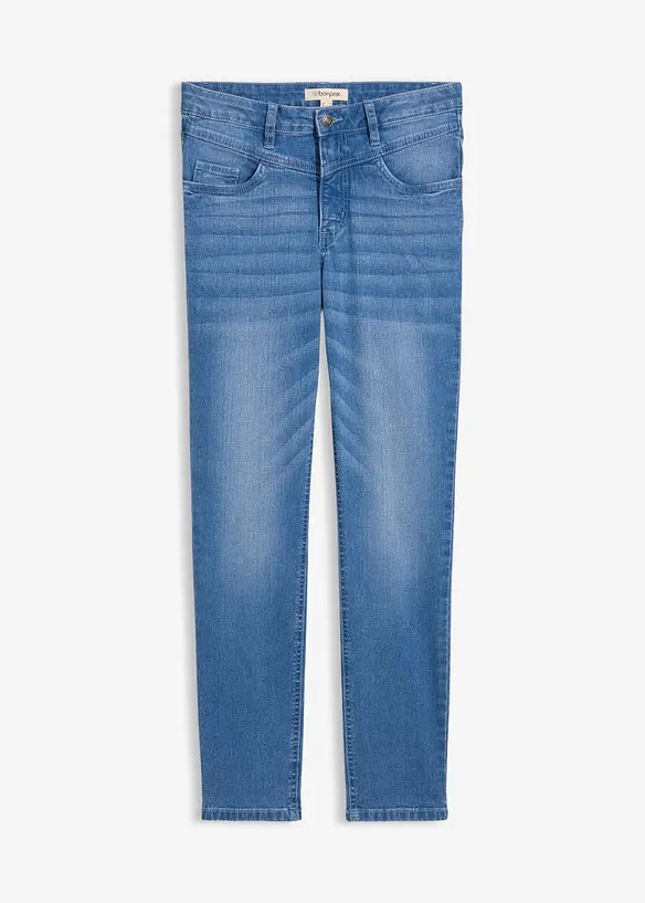 Skinny-Jeans High Waist, cropped in blau von vorne - bonprix