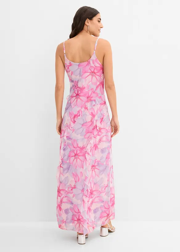 Trägerkleid aus softem Mesh in rosa von hinten (Totalaufnahme) - bonprix