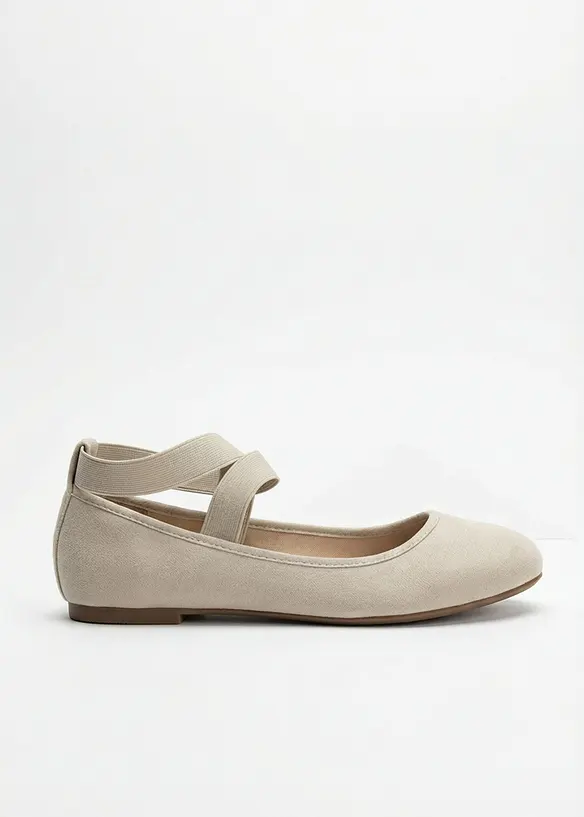 Ballerinas mit elastischen Riemen in beige - bonprix
