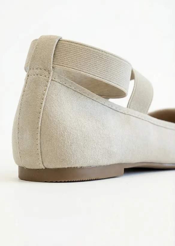 Ballerinas mit elastischen Riemen in beige - bonprix