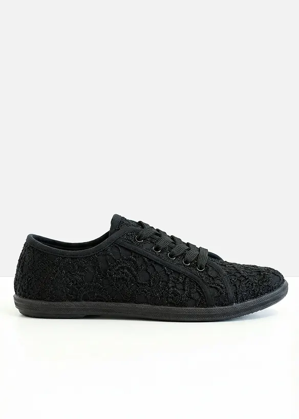 Sneaker mit Spitze in schwarz - bonprix