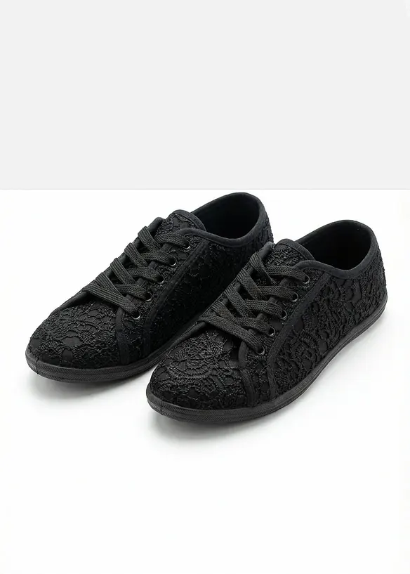 Sneaker mit Spitze in schwarz - bonprix