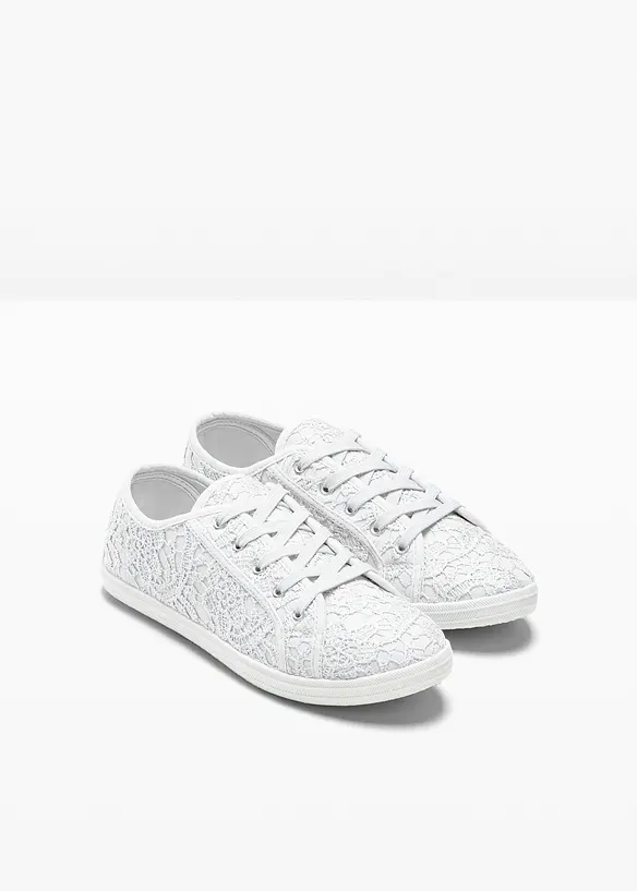 Sneaker mit Spitze in weiß - bonprix