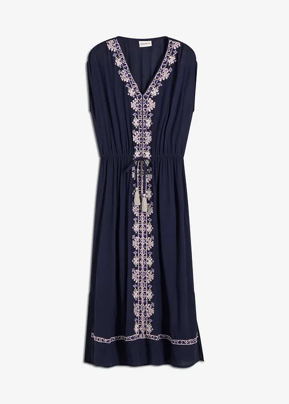 Midikleid aus fließender Viskose in blau von vorne - bonprix