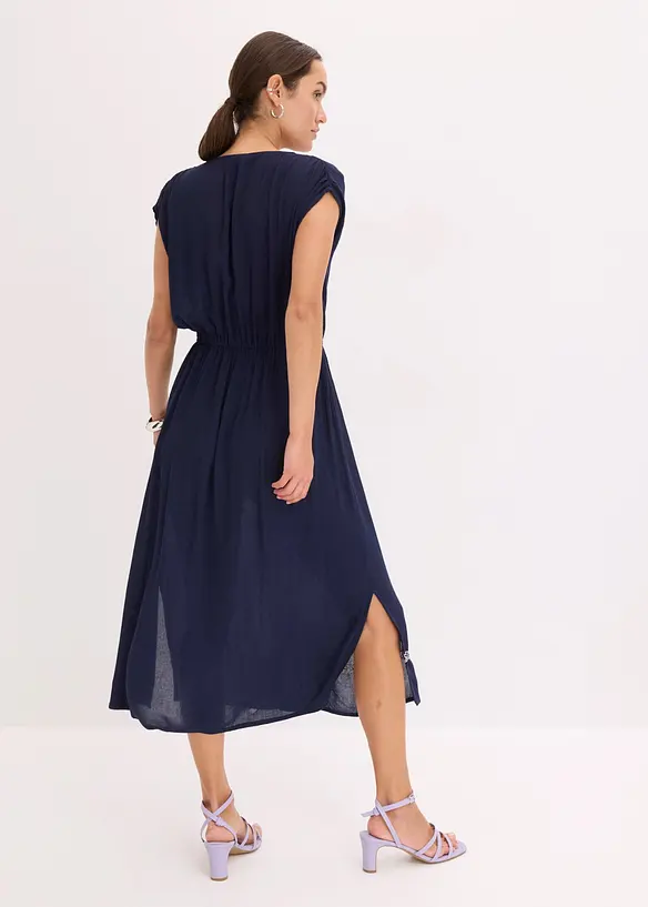 Midikleid aus fließender Viskose in blau von hinten (Totalaufnahme) - bonprix