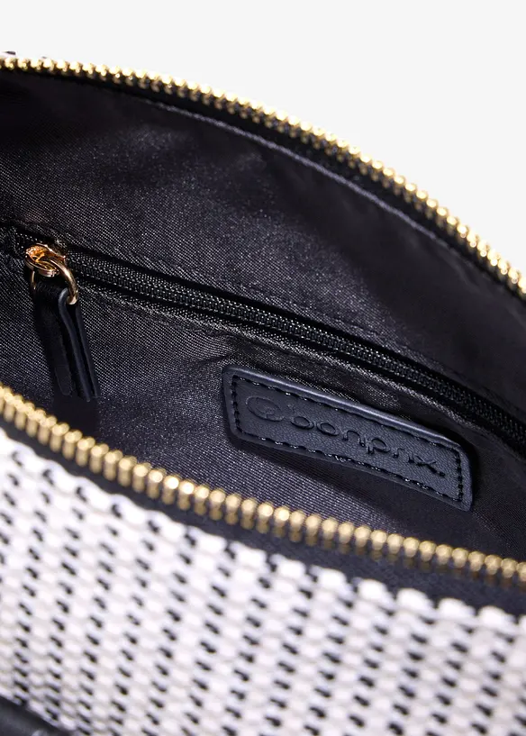 Stoffumhängetasche mit Detail in schwarz geöffnet - bonprix