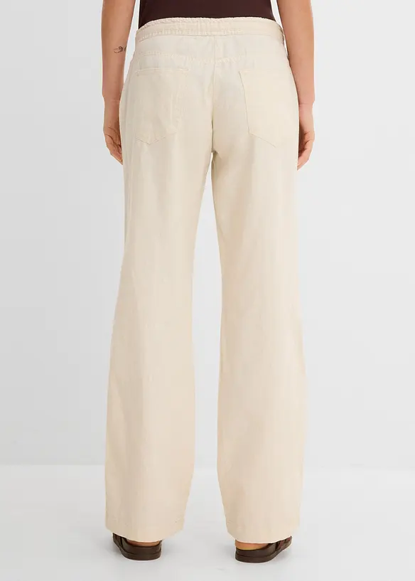 Leinen-Hose mit weitem Bein in beige von hinten - bonprix Leinen-Hose mit weitem Bein in beige von hinten - bonprix