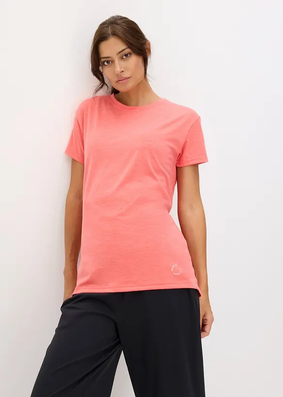 Sport-Shirt in Baumwolloptik (2er Pack), schnelltrocknend in pink von vorne (im Anschnitt) - bonprix