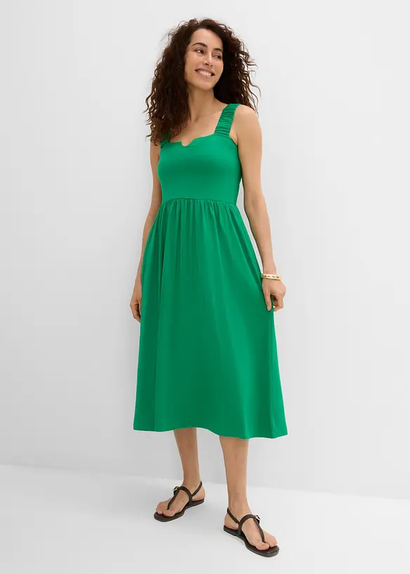 Shirtkleid aus Baumwoll-Viskose-Mix in grün von vorne (Totalaufnahme) - bonprix