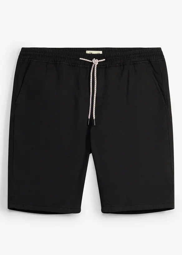 Schlupf-Bermuda aus reiner Baumwolle in Regular Fit in schwarz von vorne - bonprix