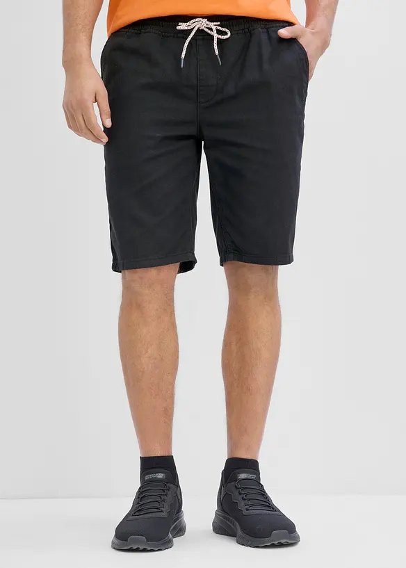 Schlupf-Bermuda aus reiner Baumwolle in Regular Fit in schwarz von vorne - bonprix