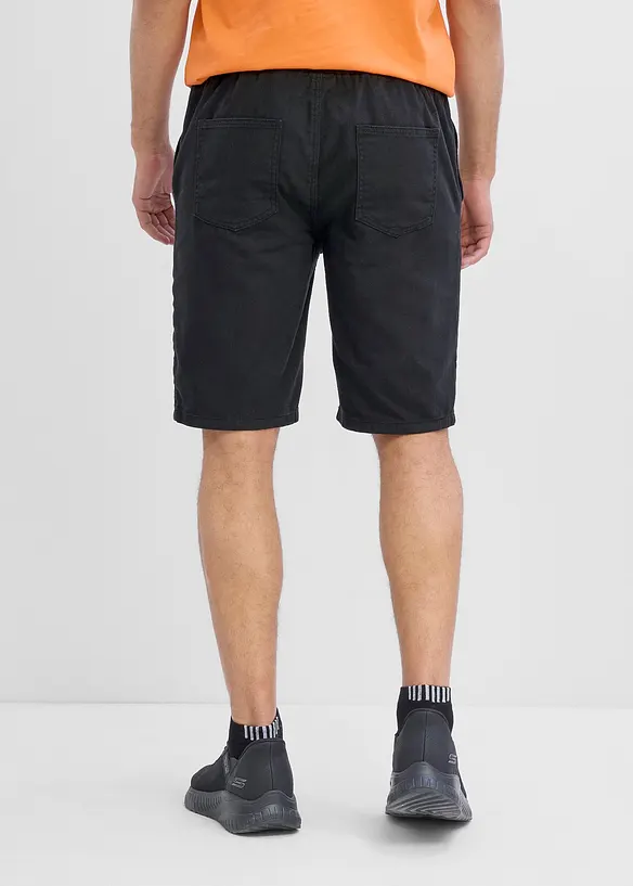 Schlupf-Bermuda aus reiner Baumwolle in Regular Fit in schwarz von hinten - bonprix