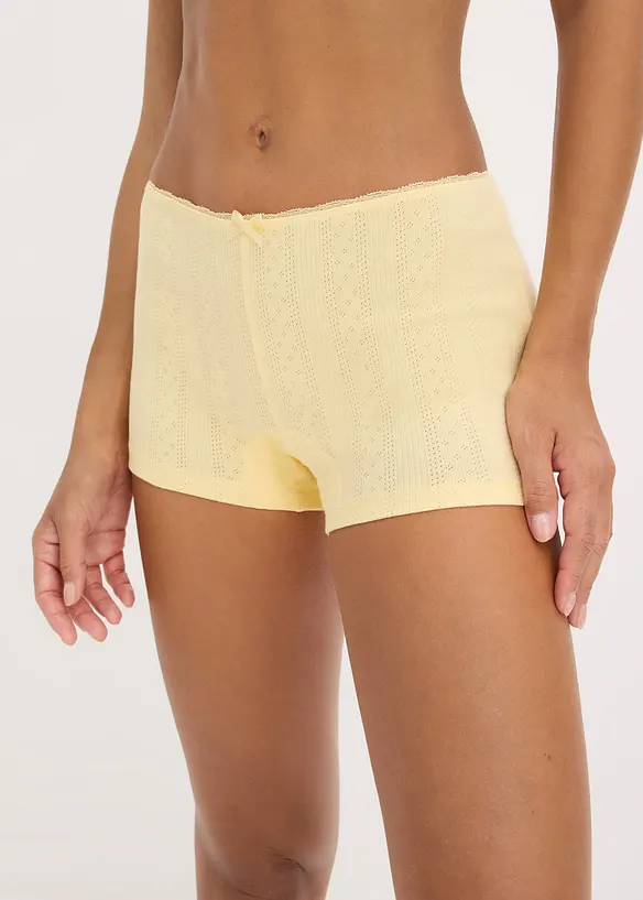 Boxershorts eng mit weicher Baumwolle (4er Pack) in gelb von vorne - bonprix