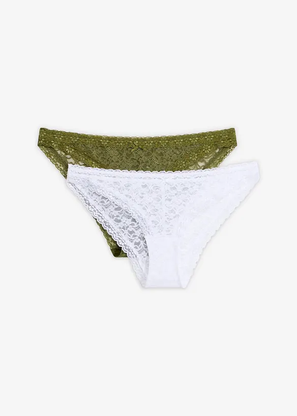 Minislip mit weicher Spitze (2er Pack) in grün von vorne - bonprix