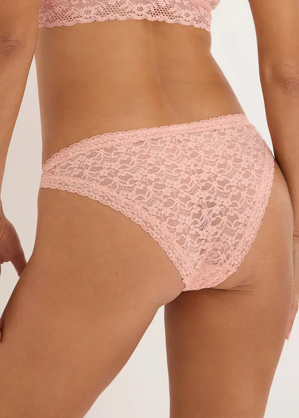 Minislip mit weicher Spitze (2er Pack) in rosa von hinten - bonprix