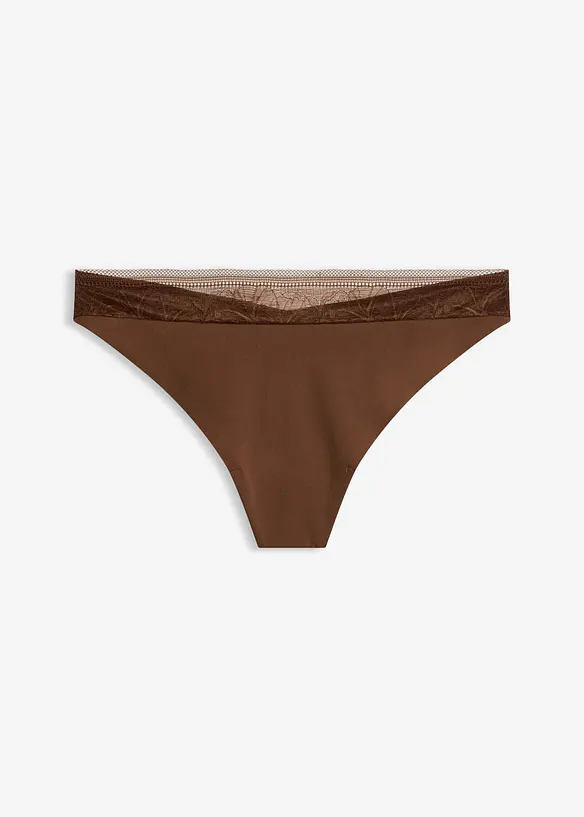 Lasercut-String mit nahtloser Hinterhose in braun von vorne - bonprix