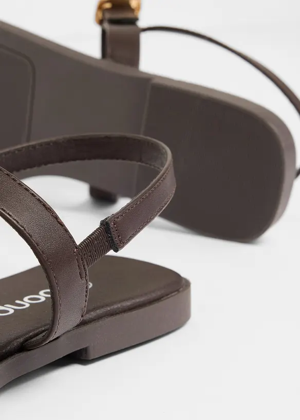 Zehenstegsandalen mit Ösen in braun - bonprix