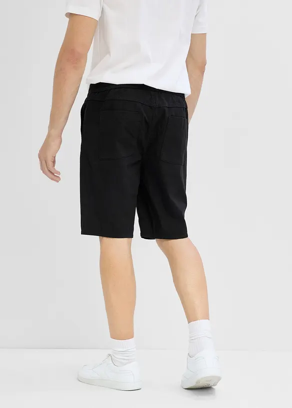Schlupf-Bermuda aus Baumwolle in Regular Fit in schwarz von hinten - bonprix