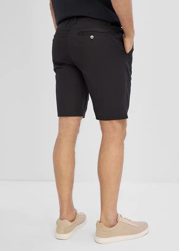 Stretch-Bermuda mit Dehnbund in leichter Papertouch-Qualität in schwarz von hinten - bonprix