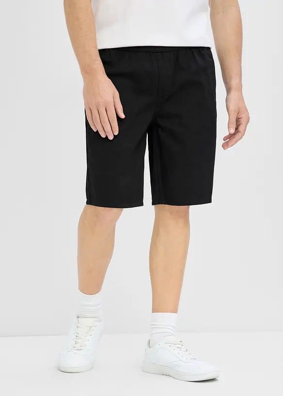 Schlupf-Bermuda aus Baumwolle in Regular Fit in schwarz von vorne - bonprix