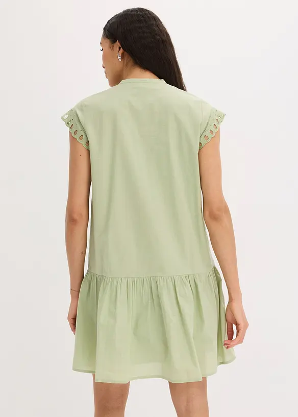 Tunika-Kleid aus reiner Baumwolle in grün von hinten (Totalaufnahme) - bonprix