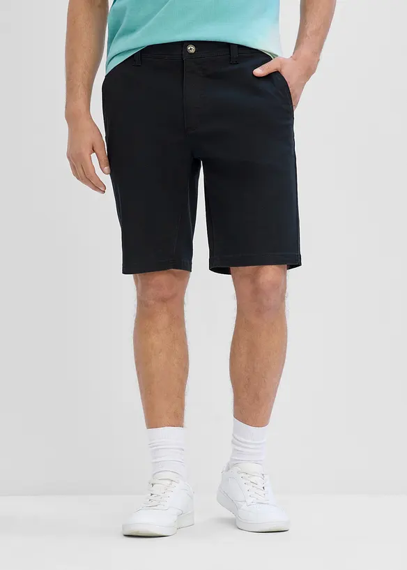 Stretch-Bermuda mit Dehnbund, Regular Fit in schwarz von vorne - bonprix