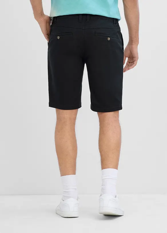 Stretch-Bermuda mit Dehnbund, Regular Fit in schwarz von hinten - bonprix