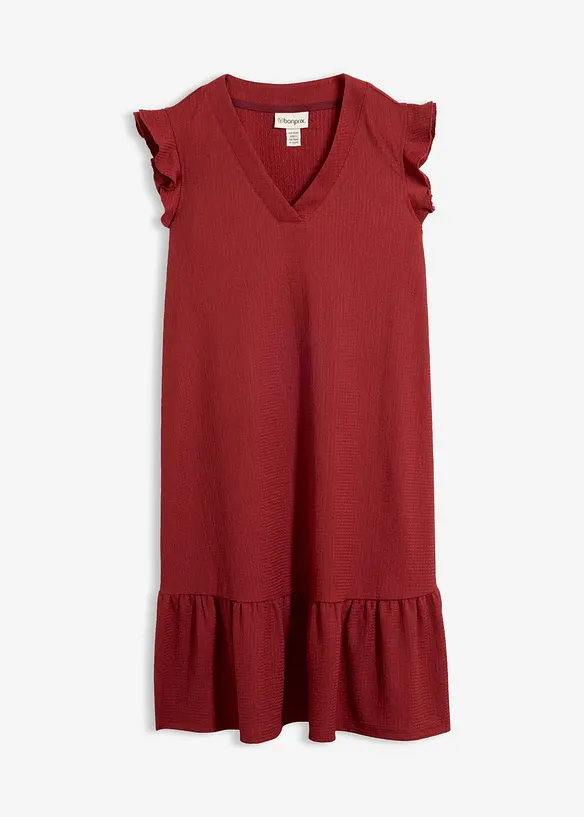 Jerseykleid mit Volant in rot von vorne - bonprix