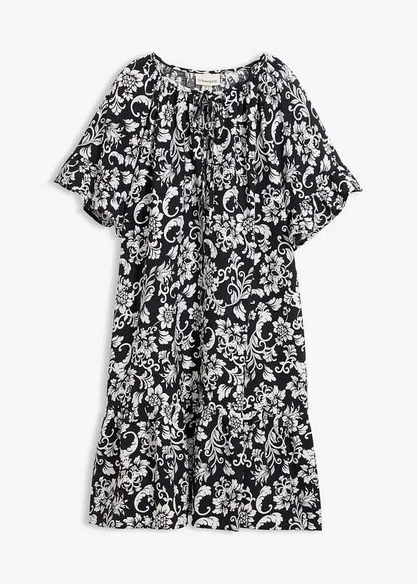 Tunika-Kleid aus softem Viskose-Mix in schwarz von vorne - bonprix