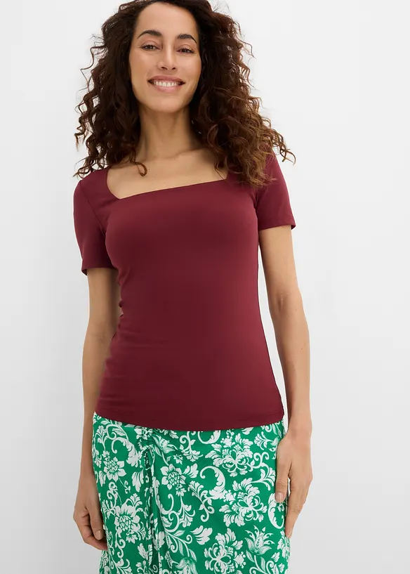 Shirt mit Karree-Ausschnitt in rot von vorne (im Anschnitt) - bonprix Shirt mit Karree-Ausschnitt in rot von vorne (im Anschnitt) - bonprix