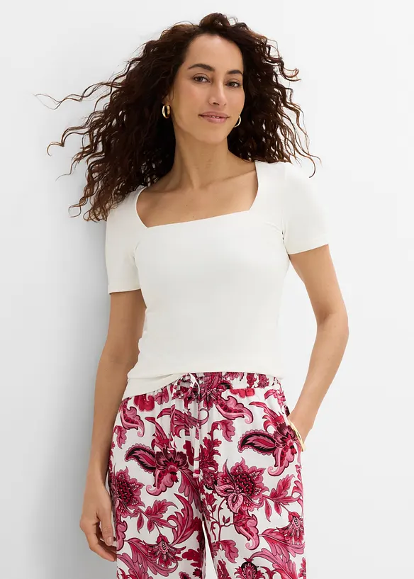 Shirt mit Karree-Ausschnitt in weiß von vorne (im Anschnitt) - bonprix Shirt mit Karree-Ausschnitt in weiß von vorne (im Anschnitt) - bonprix