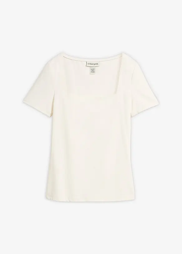 Shirt mit Karree-Ausschnitt in weiß von vorne - bonprix Shirt mit Karree-Ausschnitt in weiß von vorne - bonprix