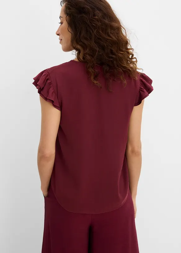 Bluse mit Volants in rot von hinten (im Anschnitt) - bonprix