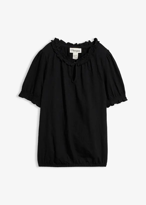 Shirt aus Baumwolle in schwarz von vorne - bonprix