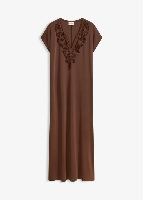 Tunika-Kleid mit Stickerei in braun von vorne - bonprix Tunika-Kleid mit Stickerei in braun von vorne - bonprix