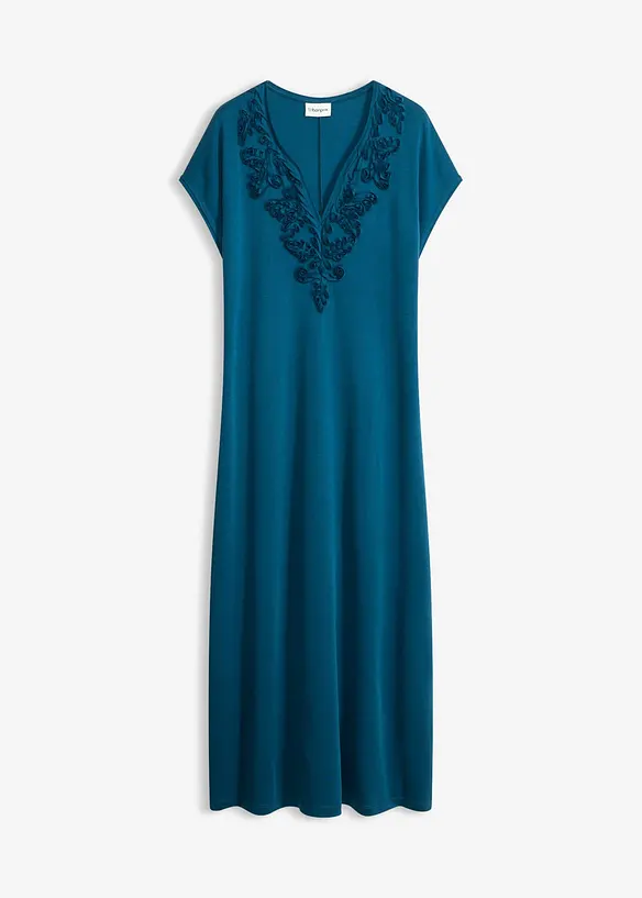 Tunika-Kleid mit Stickerei in petrol von vorne - bonprix