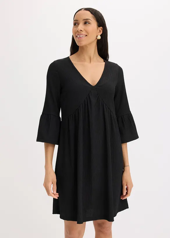 Jersey-Tunika-Kleid in schwarz von vorne (Totalaufnahme) - bonprix