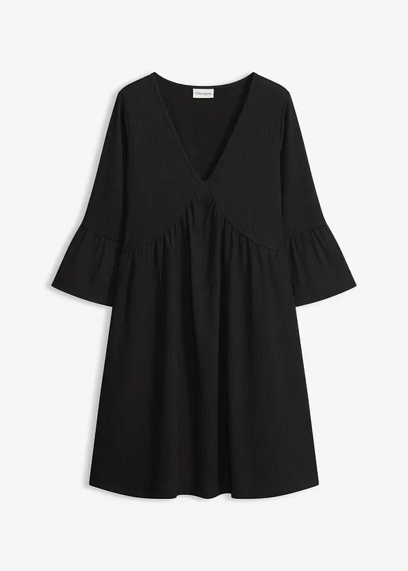 Jersey-Tunika-Kleid in schwarz von vorne - bonprix