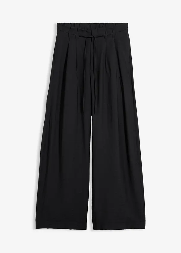 Schlupfhose aus strukturiertem Viskose-Mix in schwarz von vorne - bonprix