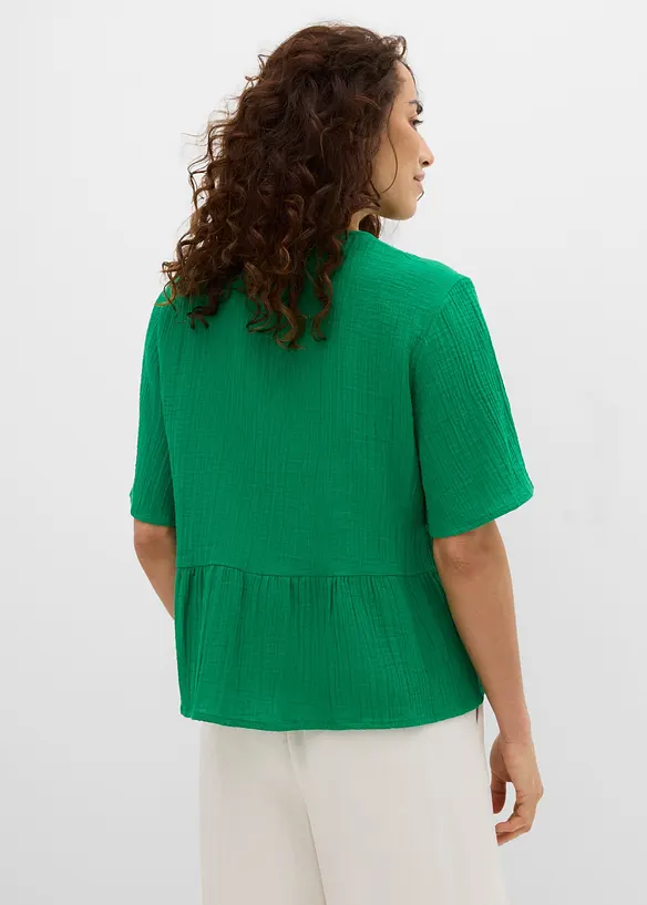 Blusenshirt aus luftigem Musselin in grün von hinten (im Anschnitt) - bonprix