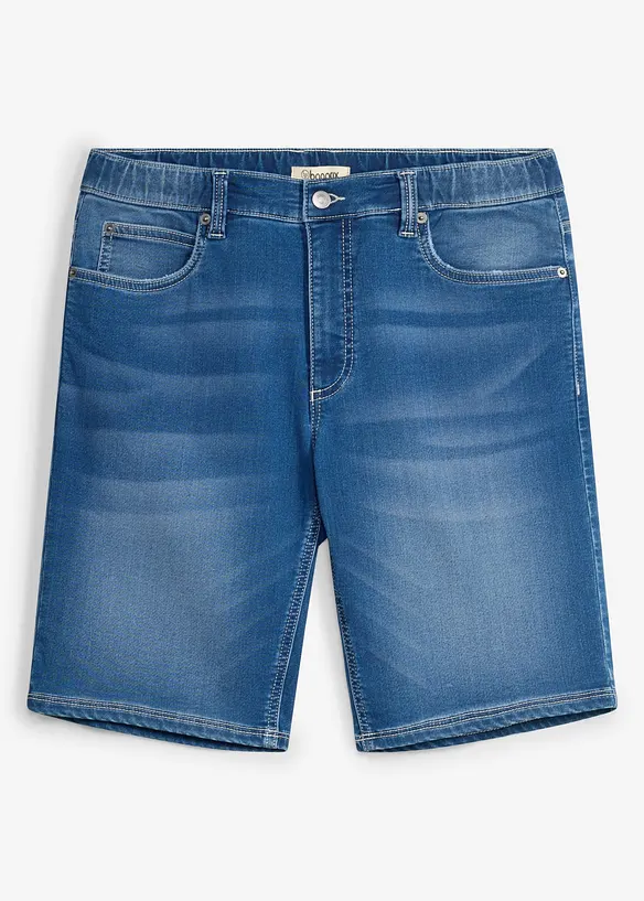 Sweatjeans-Bermuda mit Dehnbund, Regular Fit in blau von vorne - bonprix