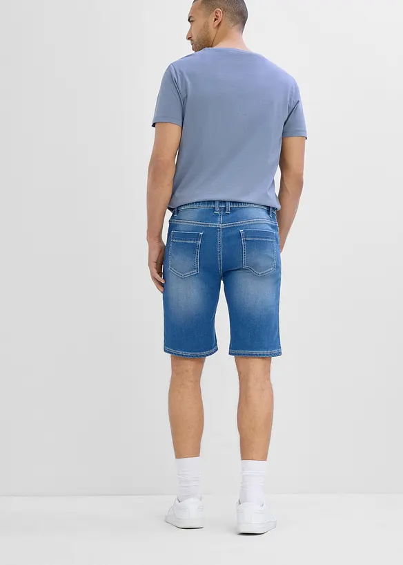 Sweatjeans-Bermuda mit Dehnbund, Regular Fit in blau von hinten - bonprix