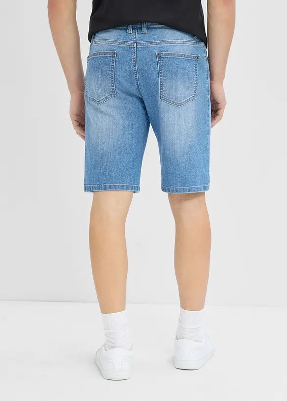 Leichte Jeans-Bermuda mit Dehnbund (2er Pack), Regular Fit in blau von hinten - bonprix