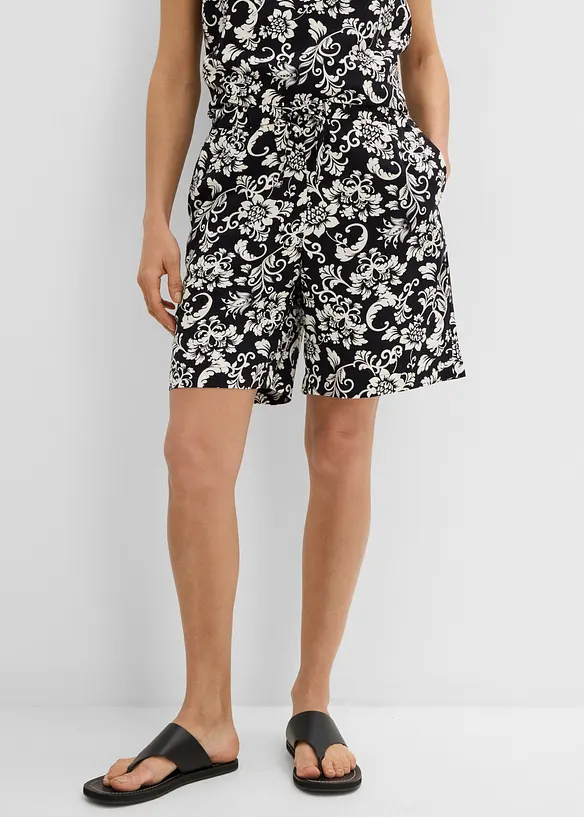 Shorts aus fließender Viskose in schwarz von vorne - bonprix Shorts aus fließender Viskose in schwarz von vorne - bonprix