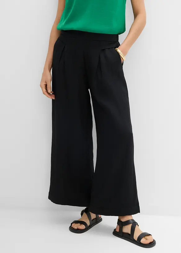 Culotte mit fließender Viskose in schwarz von vorne - bonprix Culotte mit fließender Viskose in schwarz von vorne - bonprix