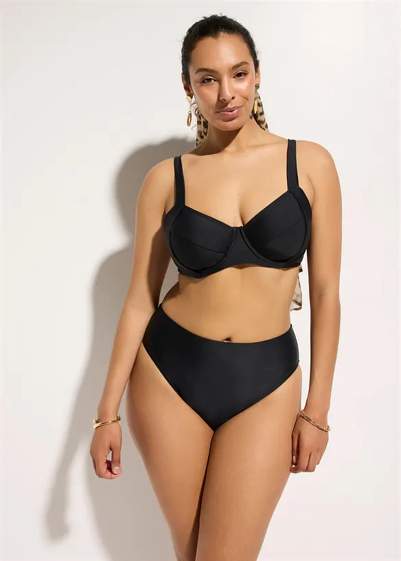 Minimizer-Bikini mit Light Shape-Highwaist Bikinihose (2-tlg. Set) in schwarz von vorne (Totalaufnahme) - bonprix